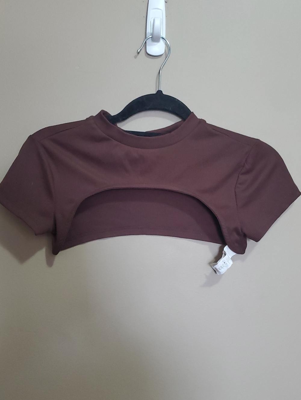 Streetwear Society Women's Cutout Crop Top - Brown Size Small
